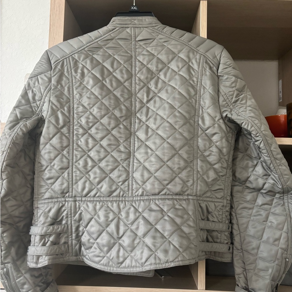 Nwot Burberry gray moto biker  Quilted Jacket Medium women - Picture 2 of 11